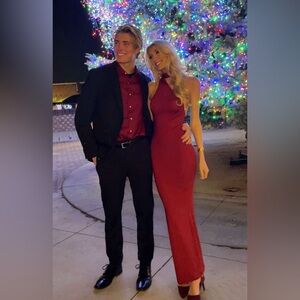 Sexy low back burgundy dress